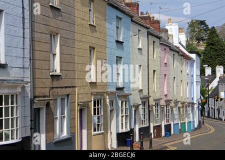 Line of houses in street in Chepstow Wales Stock Photo