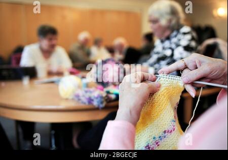 Residents enjoy an activities session at a care home in Redcar and Cleveland. 2/2/2018. Photograph: Stuart Boulton. Stock Photo