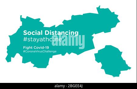 Tyrol map with Social Distancing stayathome tag Stock Vector