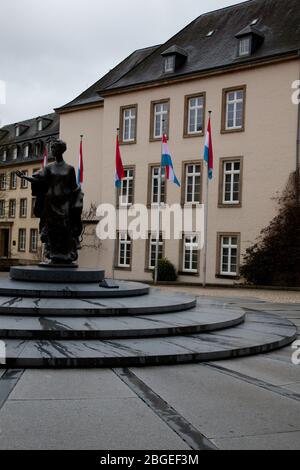 a statue of Charlotte, Grand Duchess , Clairefontaine Square, Luxembourg city, Europe Stock Photo