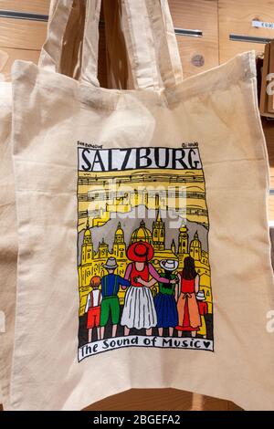 The Sound of Music Salzburg cotton bags on sale in a shop in Salzburg Austria Stock Photo Alamy