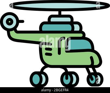 Flight helicopter icon. Outline flight helicopter vector icon for web design isolated on white background Stock Vector