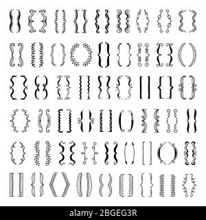 Sketchy parenthesis and different braces. Vector set of doodles Stock Vector