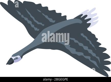 Flying black goose icon, isometric style Stock Vector