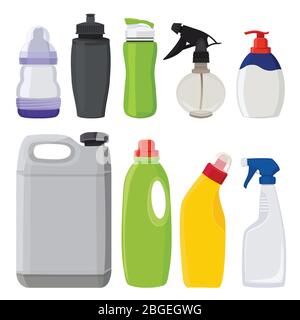 Different types of bottles. Vector pictures in cartoon style Stock Vector