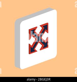 Enlarge Arrow Simple vector icon. Illustration symbol design template for web mobile UI element. Perfect color isometric pictogram on 3d white square. Stock Vector