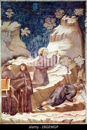 Giotto di Bondone, Legend of St Francis of Assisi: The Miracle of the Spring, fresco, 1296-1298 Stock Photo