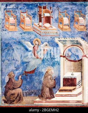 Giotto di Bondone, The Vision of the Thrones, (Legend of St Francis of Assisi), fresco, 1296-1298 Stock Photo