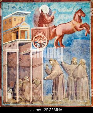 Giotto di Bondone, The Vision of the Chariot of Fire, fresco, 1296-1298 Stock Photo