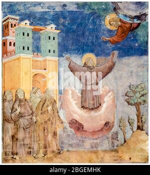The Ecstacy of St Francis of Assisi, fresco by Giotto di Bondone, 1296-1298 Stock Photo