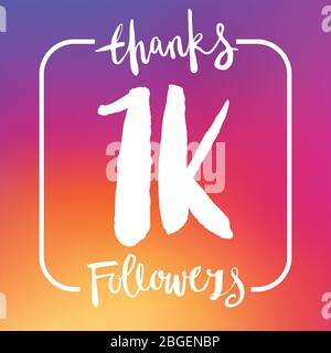 Thanks 1K followers. Social media subscriber banner Stock Vector