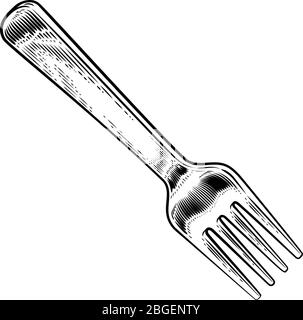 Metal fork line drawing. Vintage ornate cutlery Stock Vector Image ...