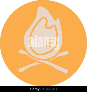 camp fire block style icon Stock Vector