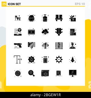 Pictogram Set of 25 Simple Solid Glyphs of hipster checklist like card  report Editable Vector Design Elements 19673309 Vector Art at Vecteezy