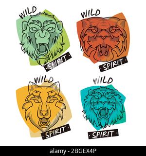 wild animals spirit creative design Stock Vector