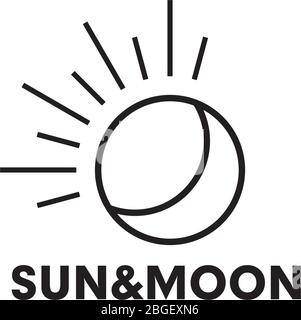 Sun and moon logo design icon vector template Stock Vector