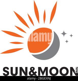 Sun and moon logo design icon vector template Stock Vector