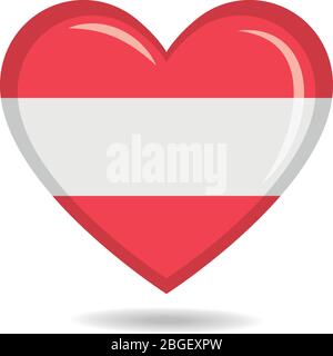 Austria national flag in heart shape vector illustration Stock Vector