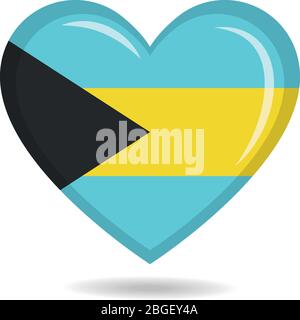 Bahamas national flag in heart shape vector illustration Stock Vector