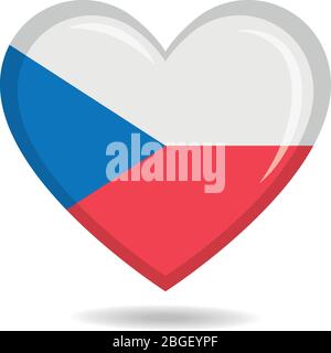 Czech Republic national flag in heart shape vector illustration Stock Vector