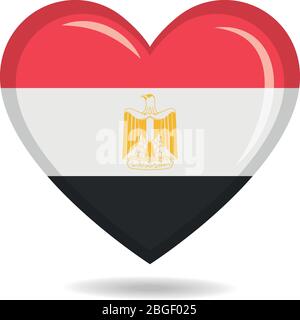Egypt national flag in heart shape vector illustration Stock Vector