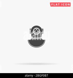 Scuba Diving Helmet flat vector icon. Glyph style sign. Simple hand drawn illustrations symbol for concept infographics, designs projects, UI and UX, Stock Vector