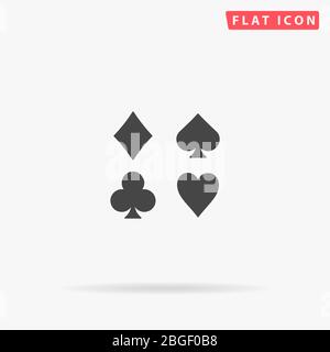 Card Suits flat vector icon. Glyph style sign. Simple hand drawn illustrations symbol for concept infographics, designs projects, UI and UX, website o Stock Vector