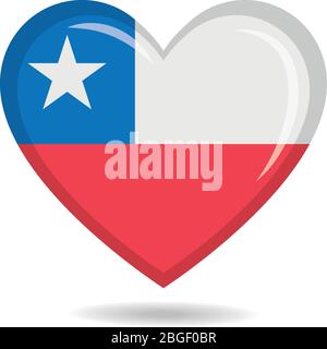 Chile national flag in heart shape vector illustration Stock Vector