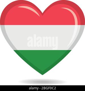 Hungary national flag in heart shape vector illustration Stock Vector