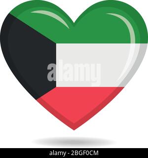 Kuwait national flag in heart shape vector illustration Stock Vector