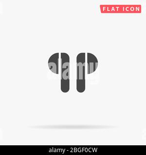 Wireless Headphones flat vector icon. Glyph style sign. Simple hand drawn illustrations symbol for concept infographics, designs projects, UI and UX, Stock Vector