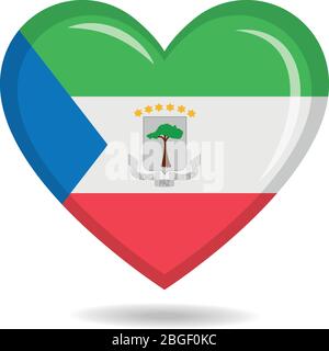 Equatorial Guinea national flag in heart shape vector illustration Stock Vector