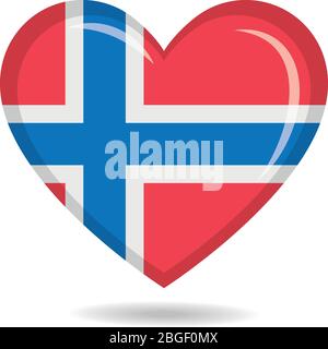 Norway national flag in heart shape vector illustration Stock Vector