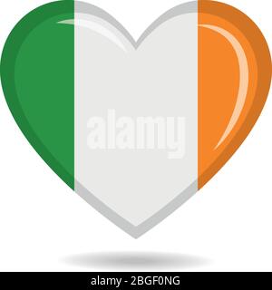 Ireland national flag in heart shape vector illustration Stock Vector