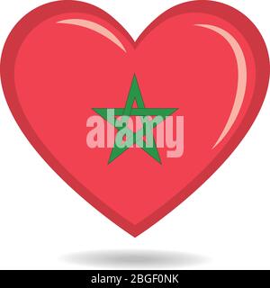 Morocco national flag in heart shape vector illustration Stock Vector