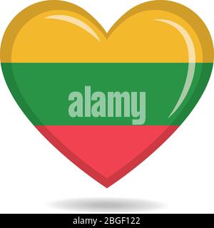Lithuania national flag in heart shape vector illustration Stock Vector