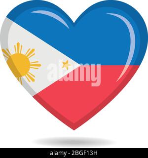 Philippines national flag in heart shape vector illustration Stock Vector