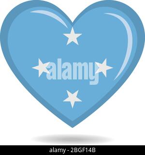 Micronesia national flag in heart shape vector illustration Stock Vector