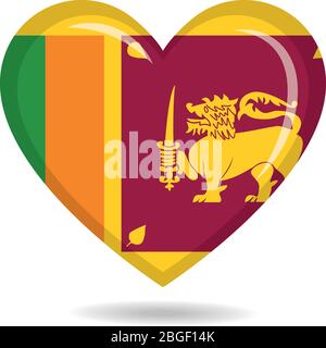 Sri Lanka national flag in heart shape vector illustration Stock Vector