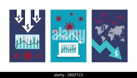 economy and covid19 statistics infographics Stock Vector