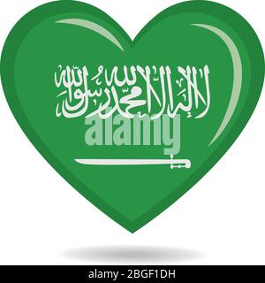 Saudi Arabia national flag in heart shape vector illustration Stock Vector