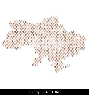 Ukraine population infographic. Map made from stick figure people Stock Vector