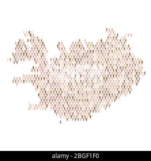Iceland population infographic. Map made from stick figure people Stock Vector