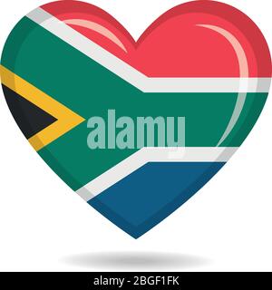 South Africa national flag in heart shape vector illustration Stock Vector