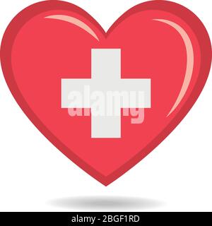 Switzerland national flag in heart shape vector illustration Stock Vector