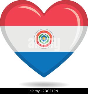 Paraguay national flag in heart shape vector illustration Stock Vector