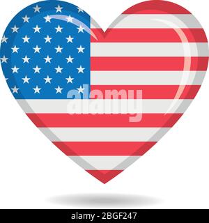 United States national flag in heart shape vector illustration Stock Vector