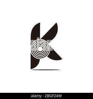 letter k circle stripes rotation symbol logo vector Stock Vector