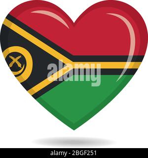 Vanuatu national flag in heart shape vector illustration Stock Vector