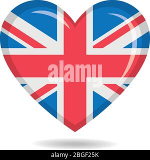 United Kingdom national flag in heart shape vector illustration Stock Vector